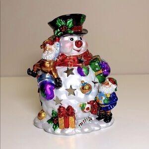 Vintage House of Lloyd Christmas Around World Shimmering Snowman Candle Holder